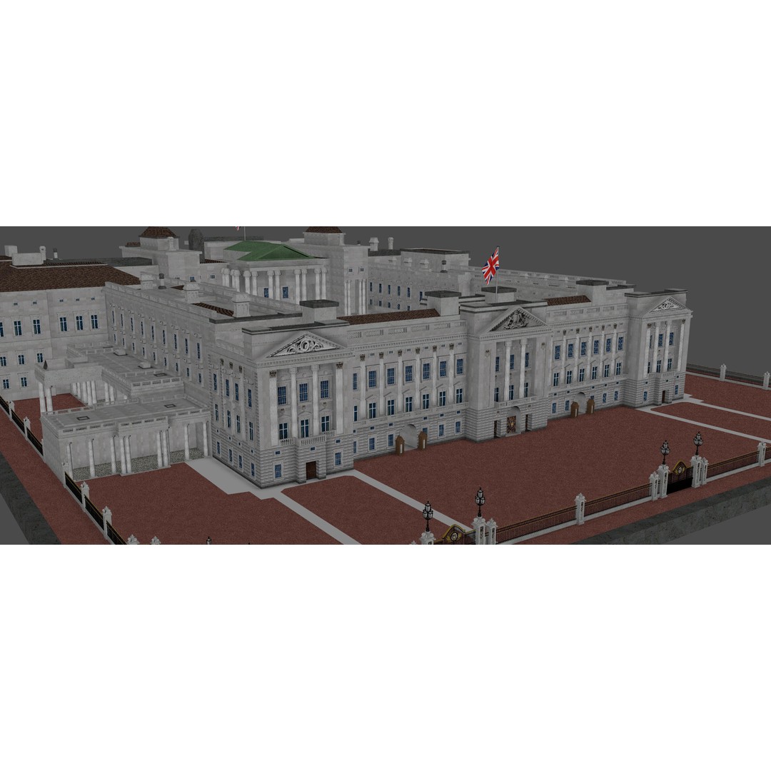 Buckingham Palace 3D Model – Architectural Landmark, FBX, Blender - View 12