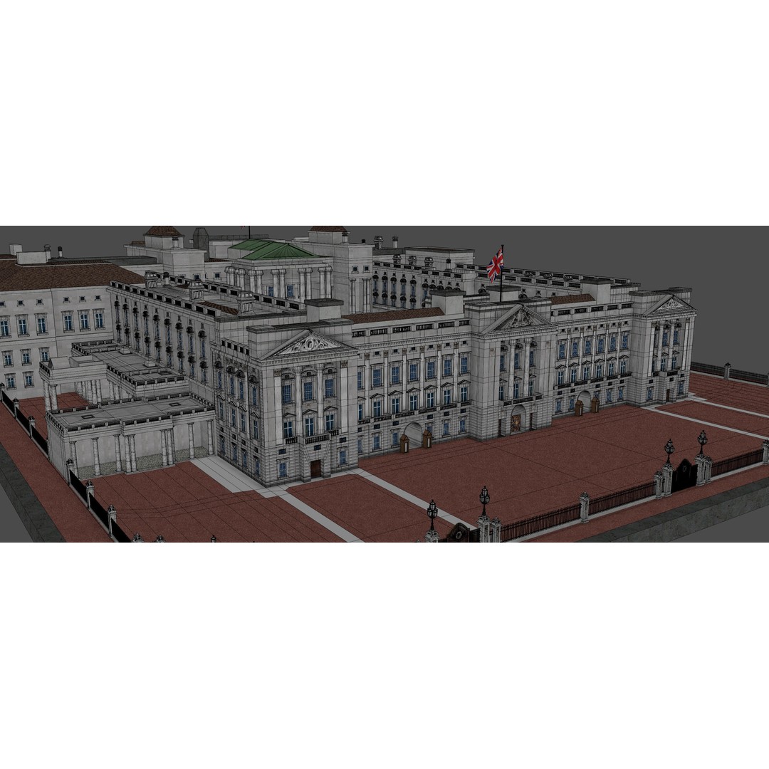 Buckingham Palace 3D Model – Architectural Landmark, FBX, Blender - View 13