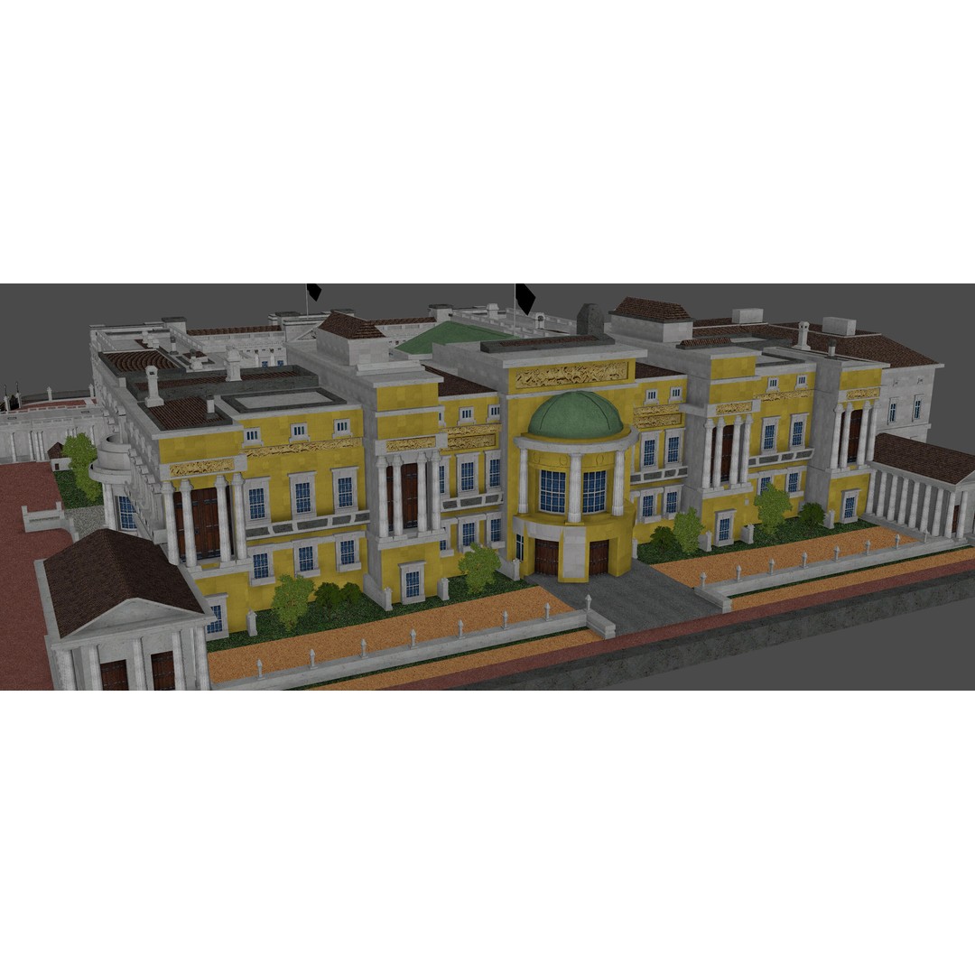 Buckingham Palace 3D Model – Architectural Landmark, FBX, Blender - View 15