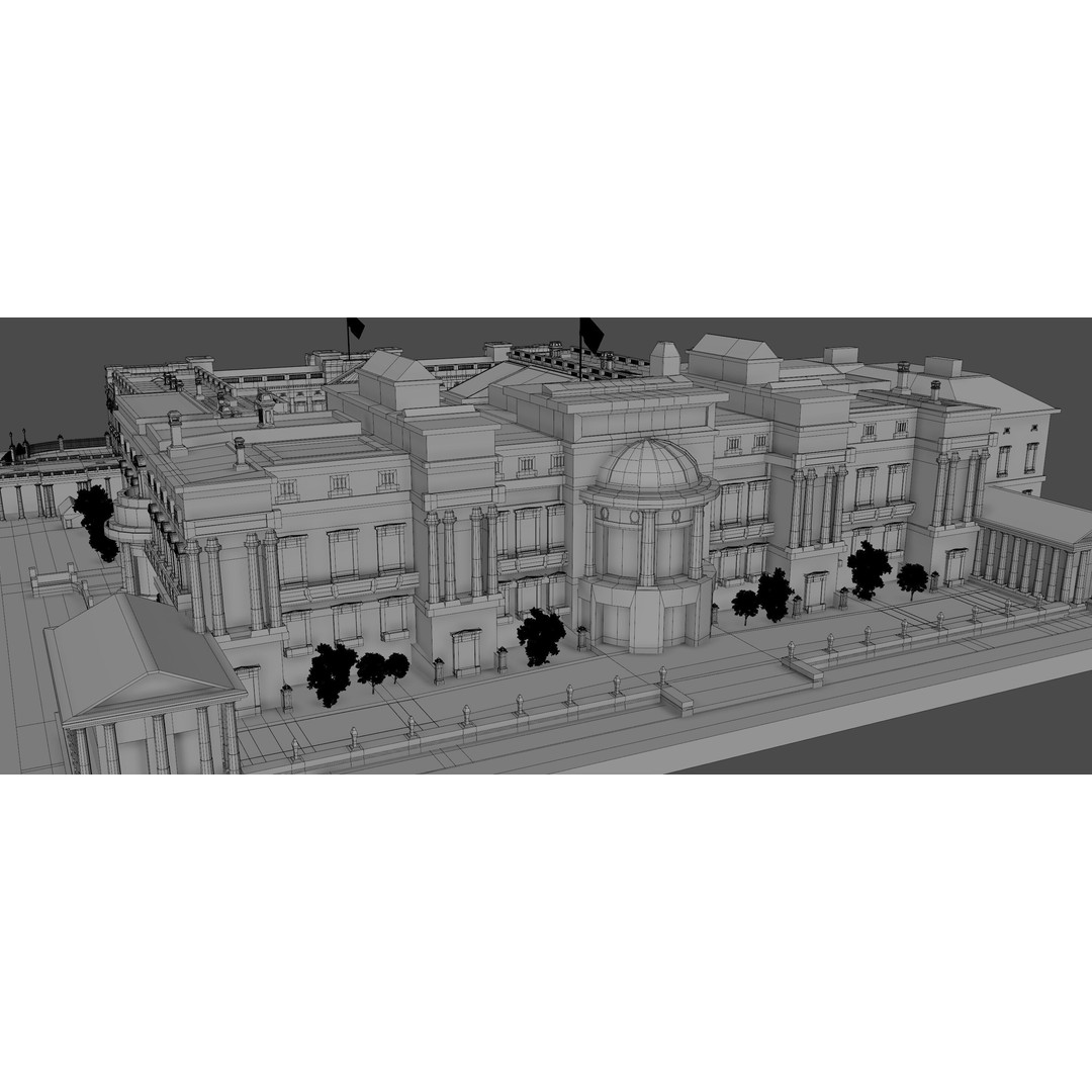 Buckingham Palace 3D Model – Architectural Landmark, FBX, Blender - View 16