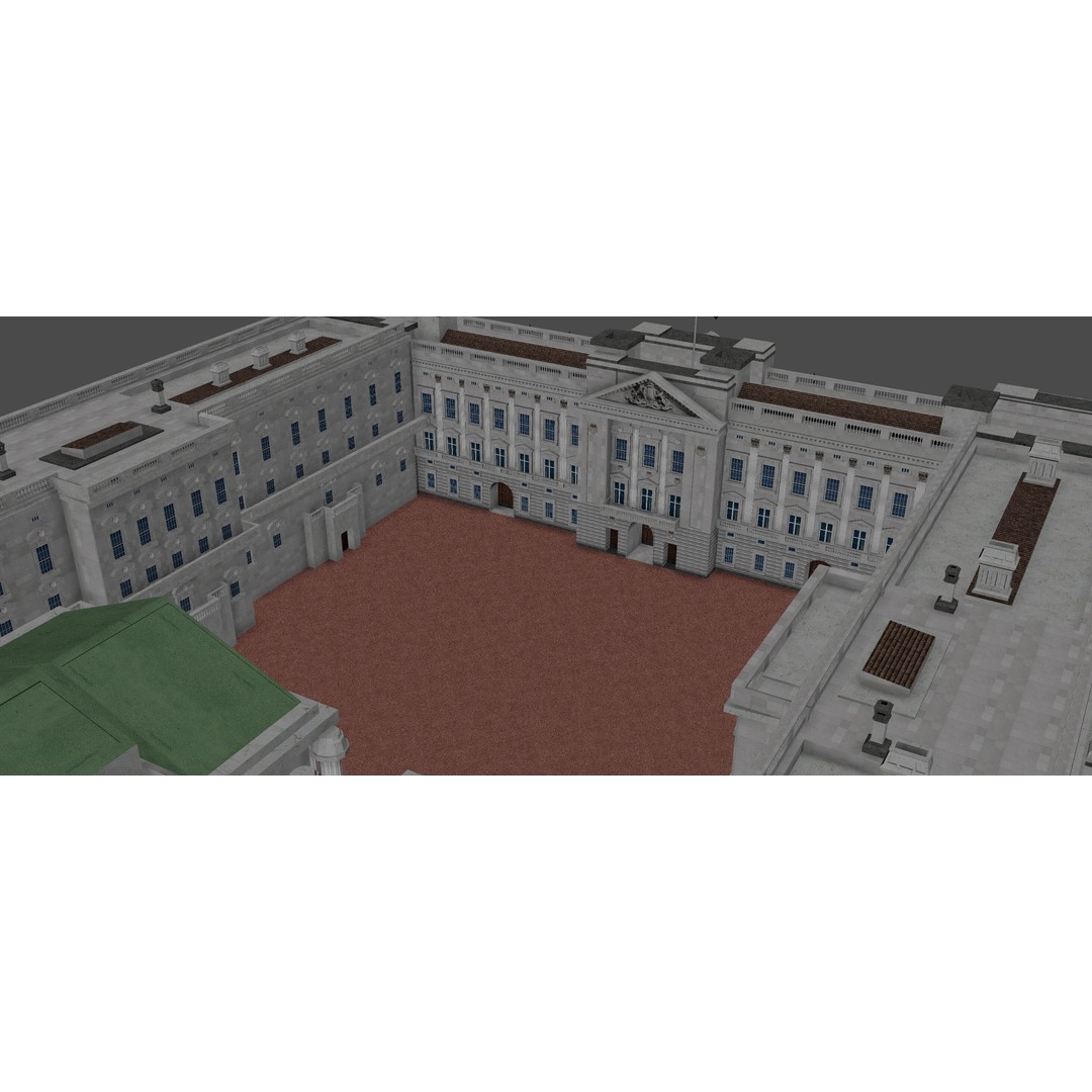 Buckingham Palace 3D Model – Architectural Landmark, FBX, Blender - View 17