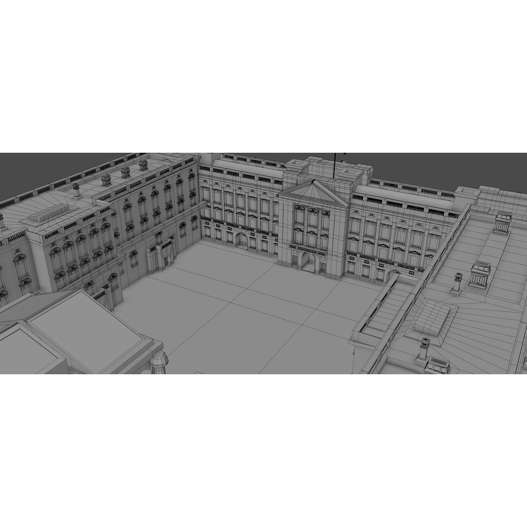 Buckingham Palace 3D Model – Architectural Landmark, FBX, Blender - View 18