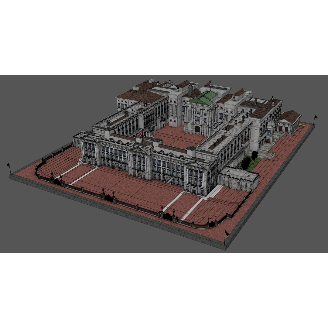 Buckingham Palace 3D Model – Architectural Landmark, FBX, Blender - View 19