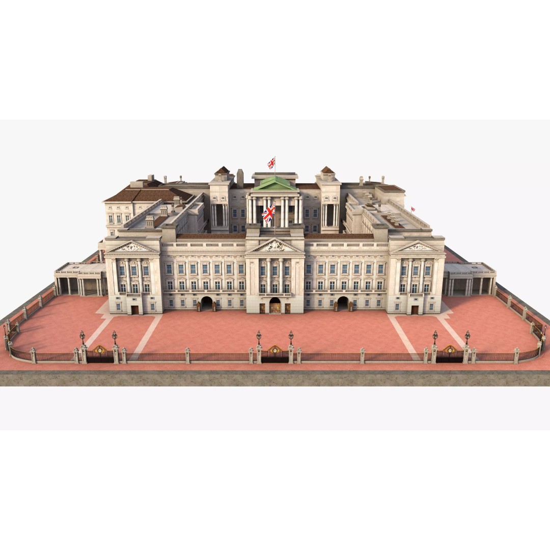 Buckingham Palace 3D Model – Architectural Landmark, FBX, Blender - View 2