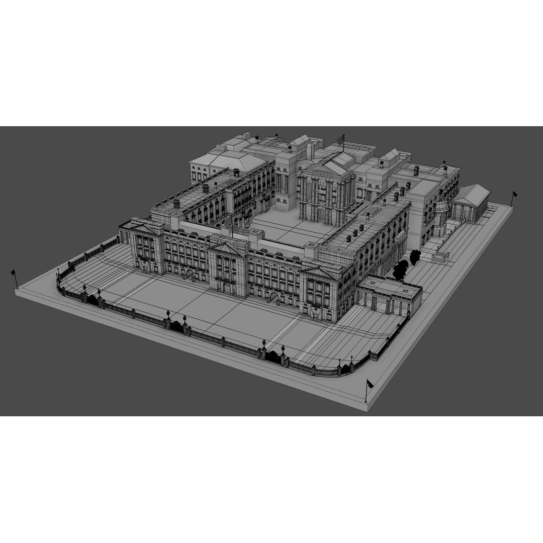 Buckingham Palace 3D Model – Architectural Landmark, FBX, Blender - View 20