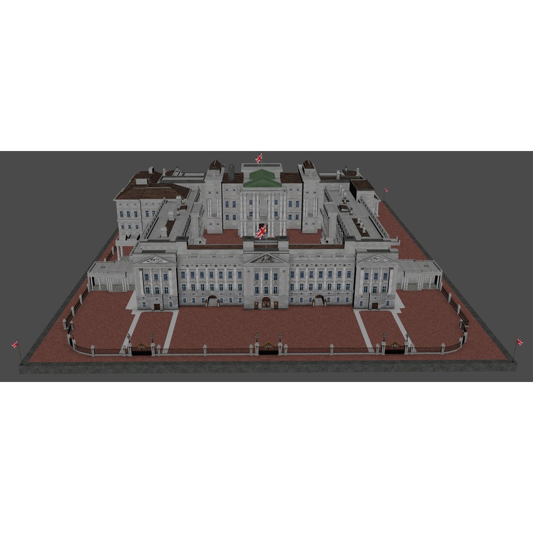 Buckingham Palace 3D Model – Architectural Landmark, FBX, Blender - View 21