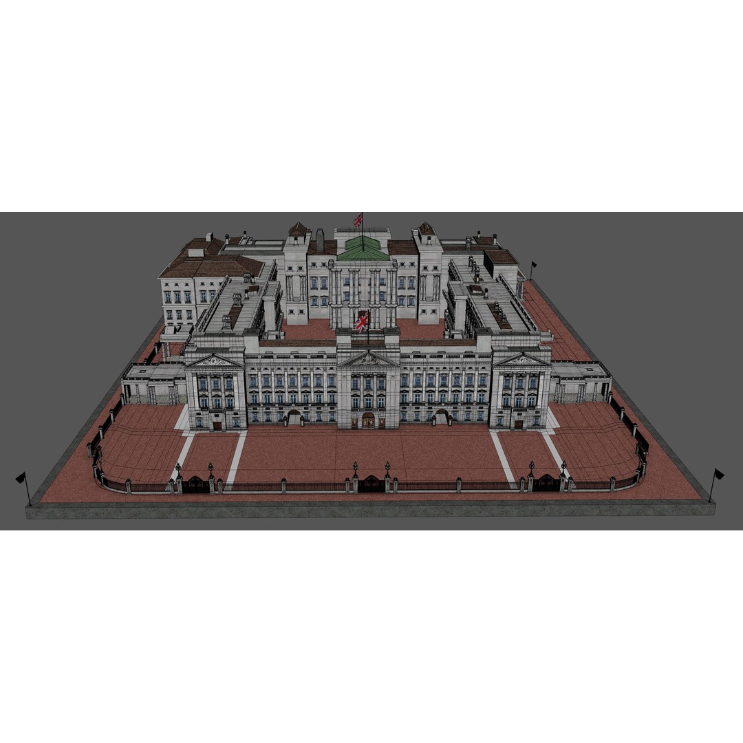 Buckingham Palace 3D Model – Architectural Landmark, FBX, Blender - View 22