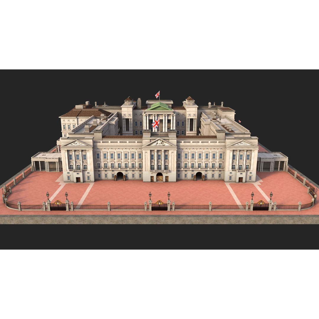 Buckingham Palace 3D Model – Architectural Landmark, FBX, Blender - View 3