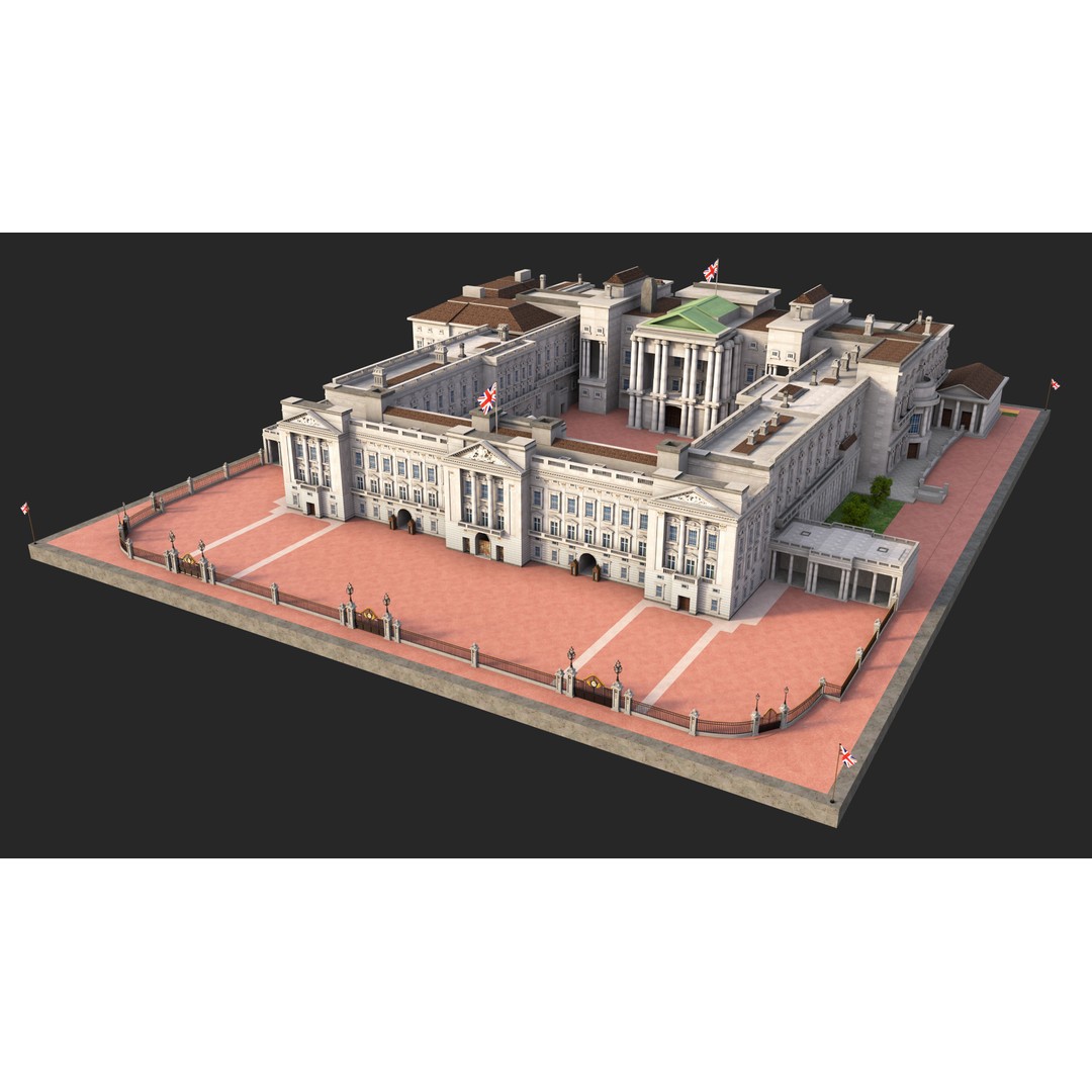 Buckingham Palace 3D Model – Architectural Landmark, FBX, Blender - View 5