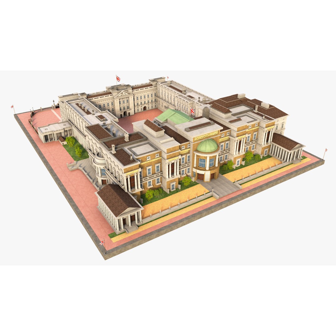 Buckingham Palace 3D Model – Architectural Landmark, FBX, Blender - View 6