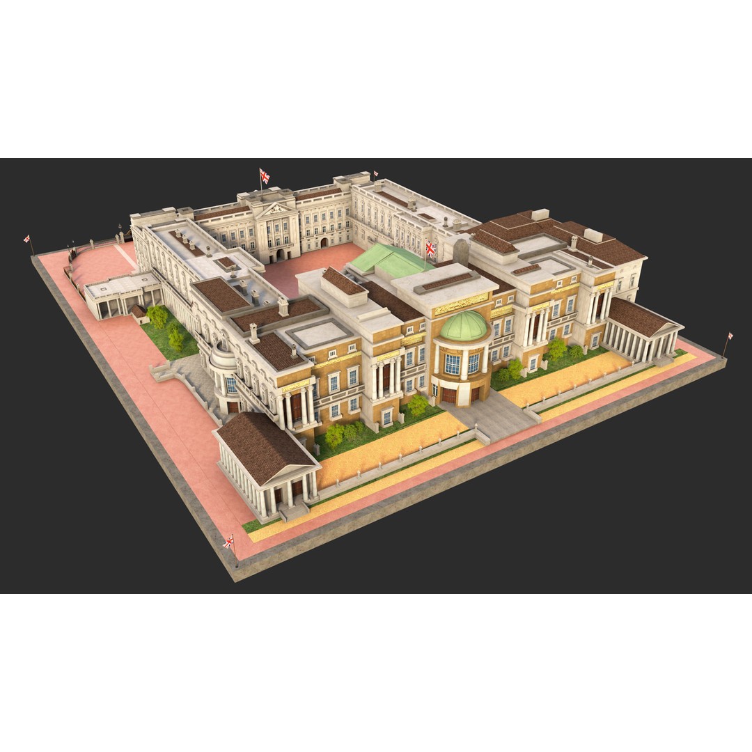 Buckingham Palace 3D Model – Architectural Landmark, FBX, Blender - View 7
