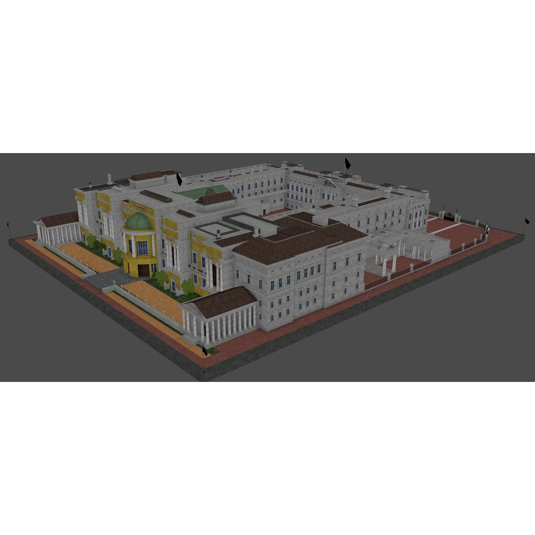 Buckingham Palace 3D Model – Architectural Landmark, FBX, Blender - View 8