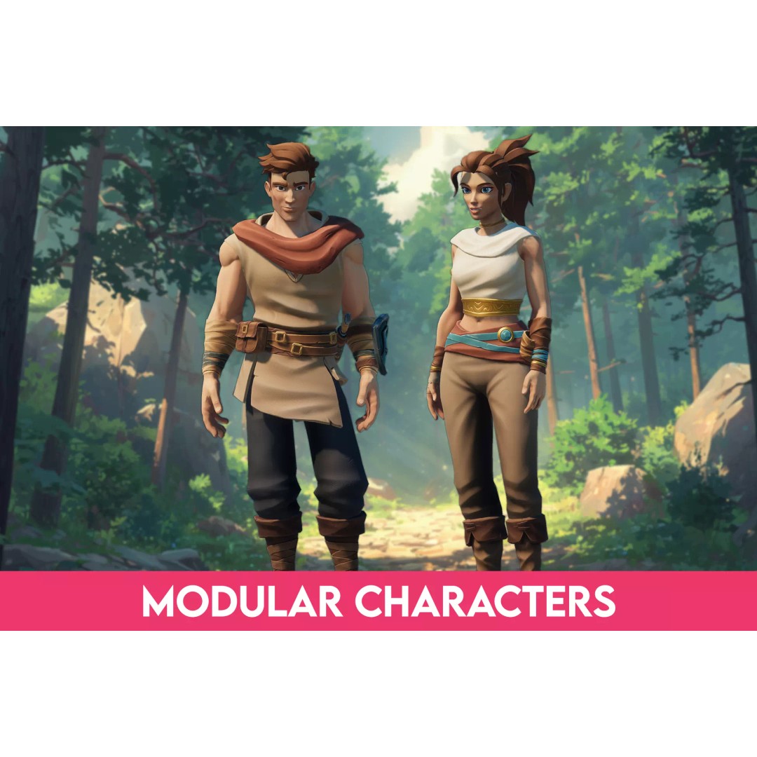 Medieval Modular Characters 3D Model – Stylized Low Poly Rigged Pack, FBX - View 2