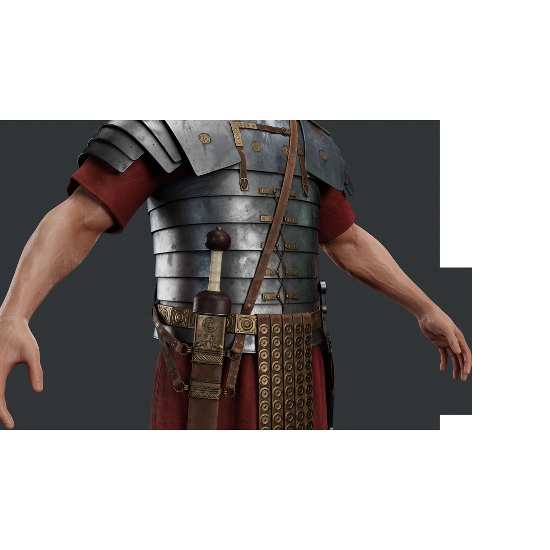 Roman Legionary Soldier 3D Model – Low Poly Historical Character, FBX - View 10