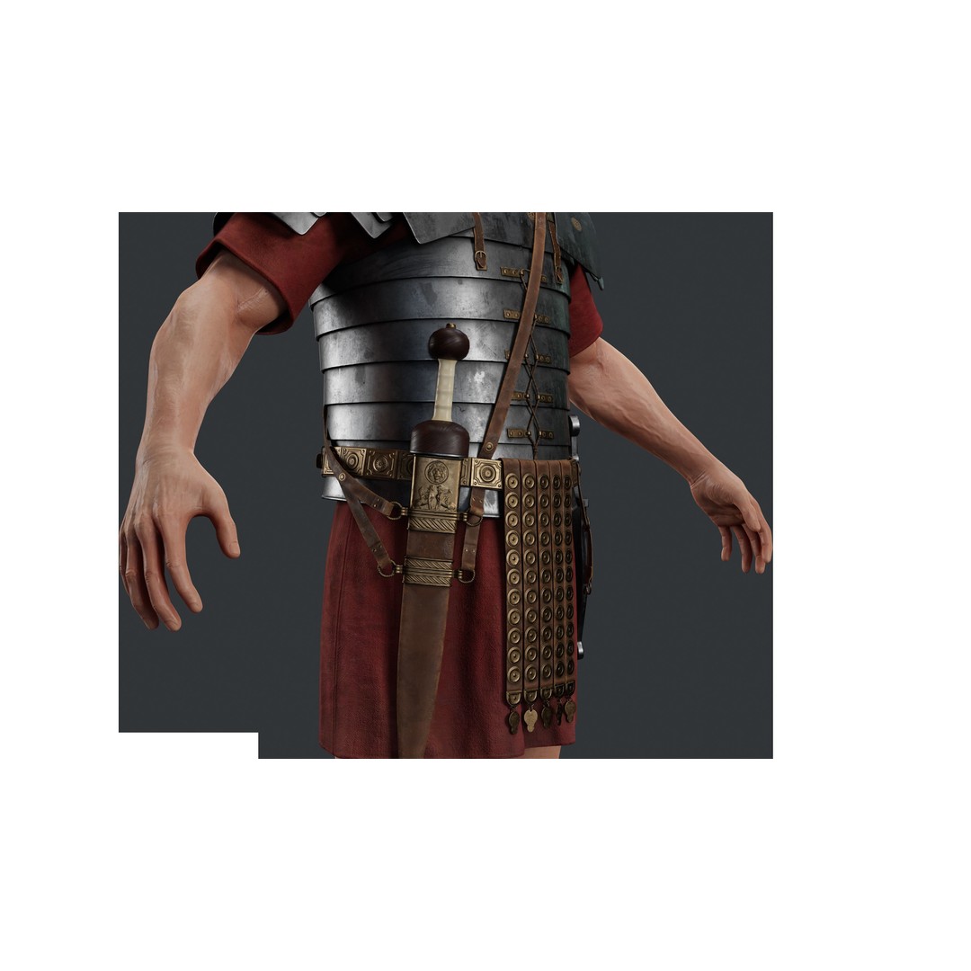 Roman Legionary Soldier 3D Model – Low Poly Historical Character, FBX - View 12