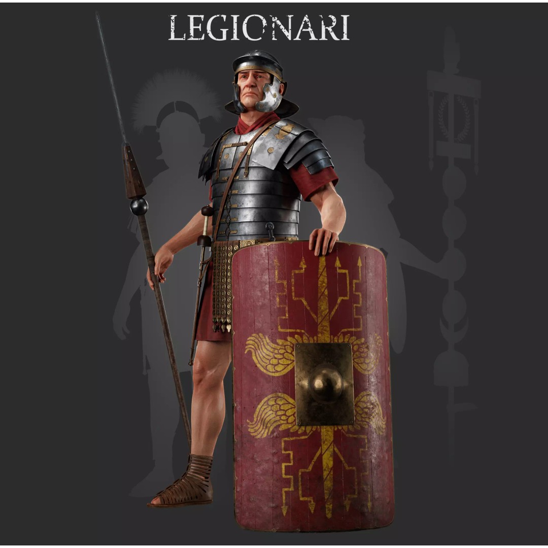Roman Legionary Soldier 3D Model – Low Poly Historical Character, FBX - View 2