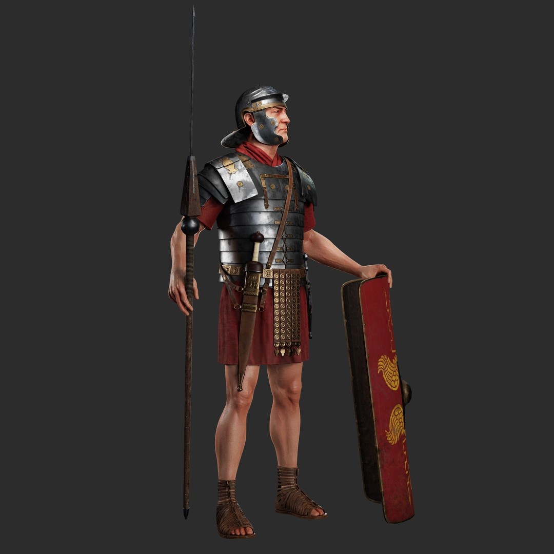 Roman Legionary Soldier 3D Model – Low Poly Historical Character, FBX - View 4