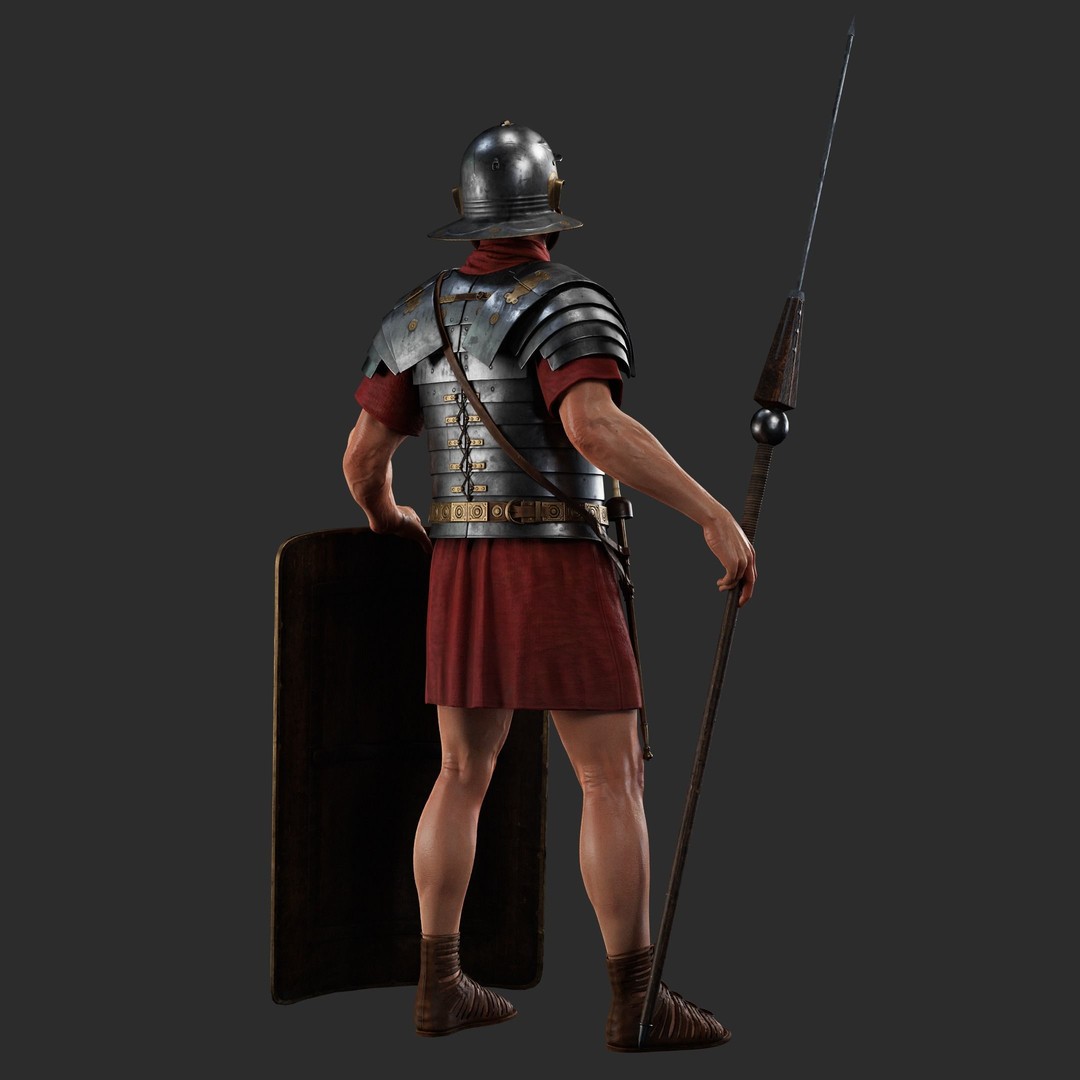 Roman Legionary Soldier 3D Model – Low Poly Historical Character, FBX - View 5