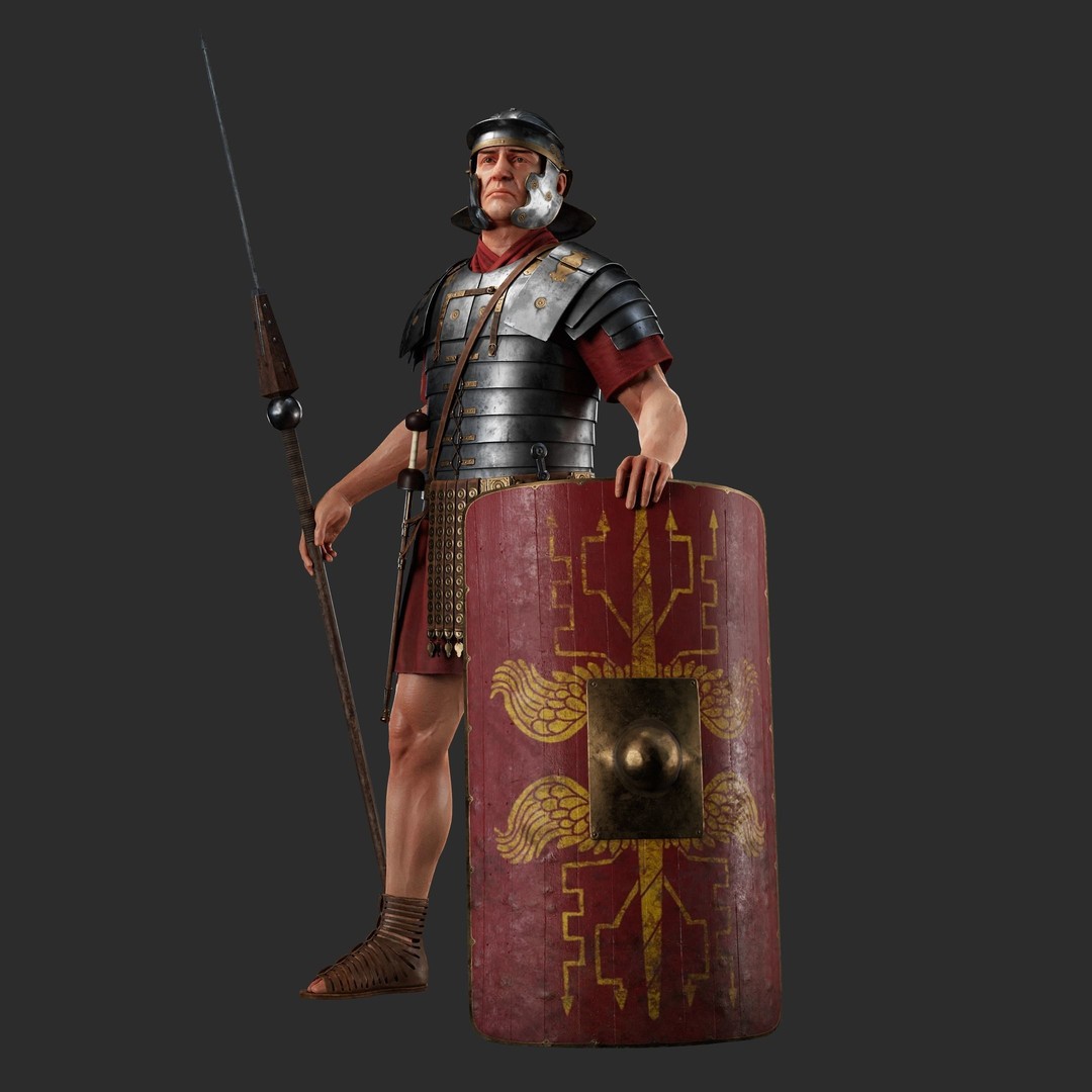 Roman Legionary Soldier 3D Model – Low Poly Historical Character, FBX - View 6