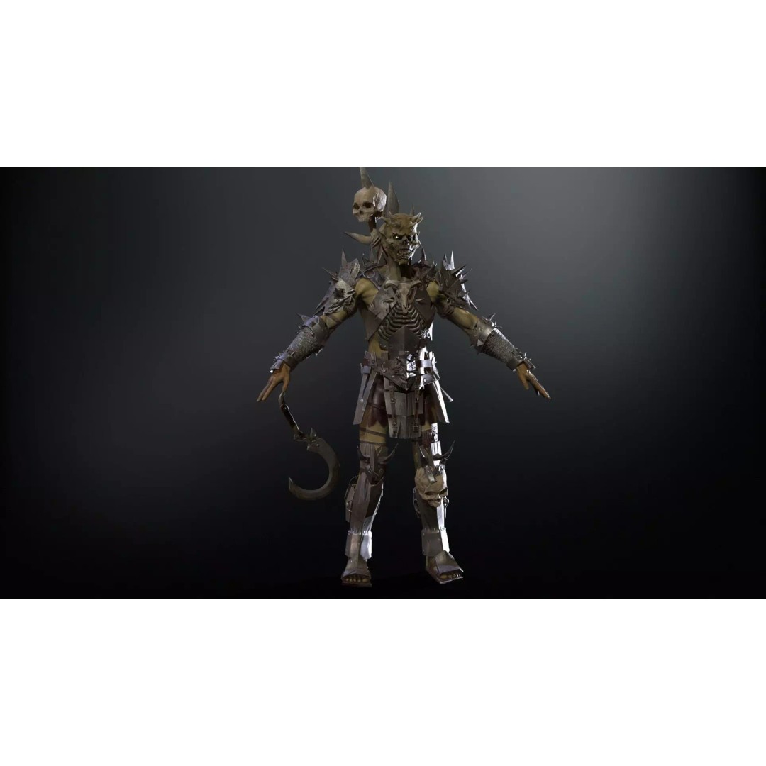 Orc Necromancer 3D Model – Low Poly Game Asset, Rigged and Animated - View 12