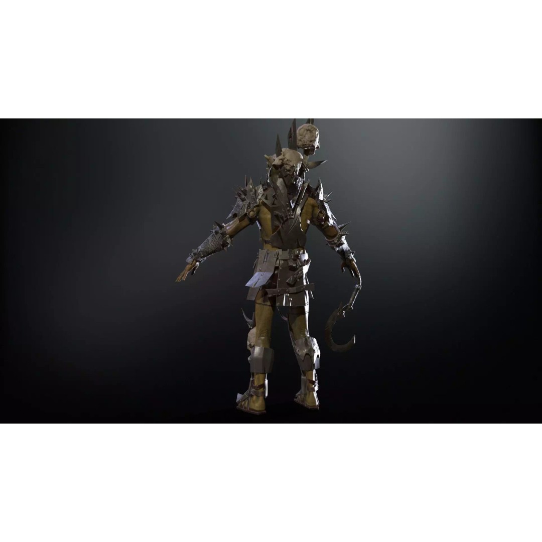 Orc Necromancer 3D Model – Low Poly Game Asset, Rigged and Animated - View 13