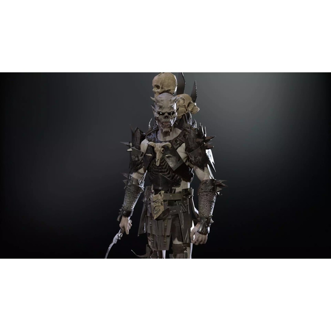 Orc Necromancer 3D Model – Low Poly Game Asset, Rigged and Animated - View 14