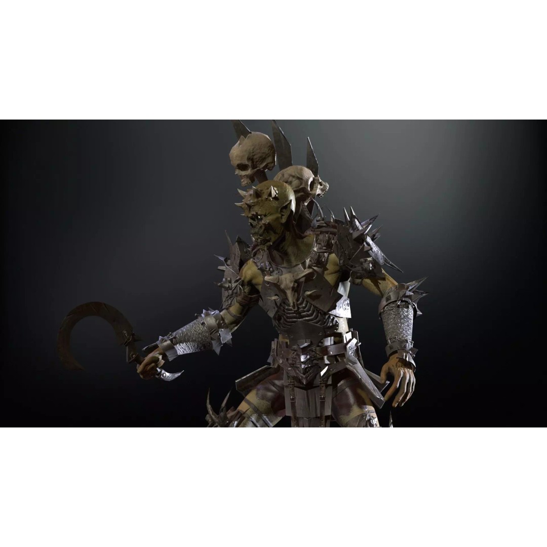 Orc Necromancer 3D Model – Low Poly Game Asset, Rigged and Animated - View 17