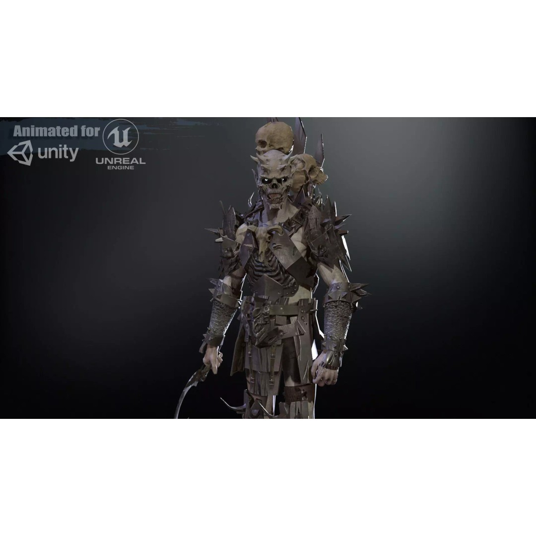 Orc Necromancer 3D Model – Low Poly Game Asset, Rigged and Animated - View 2