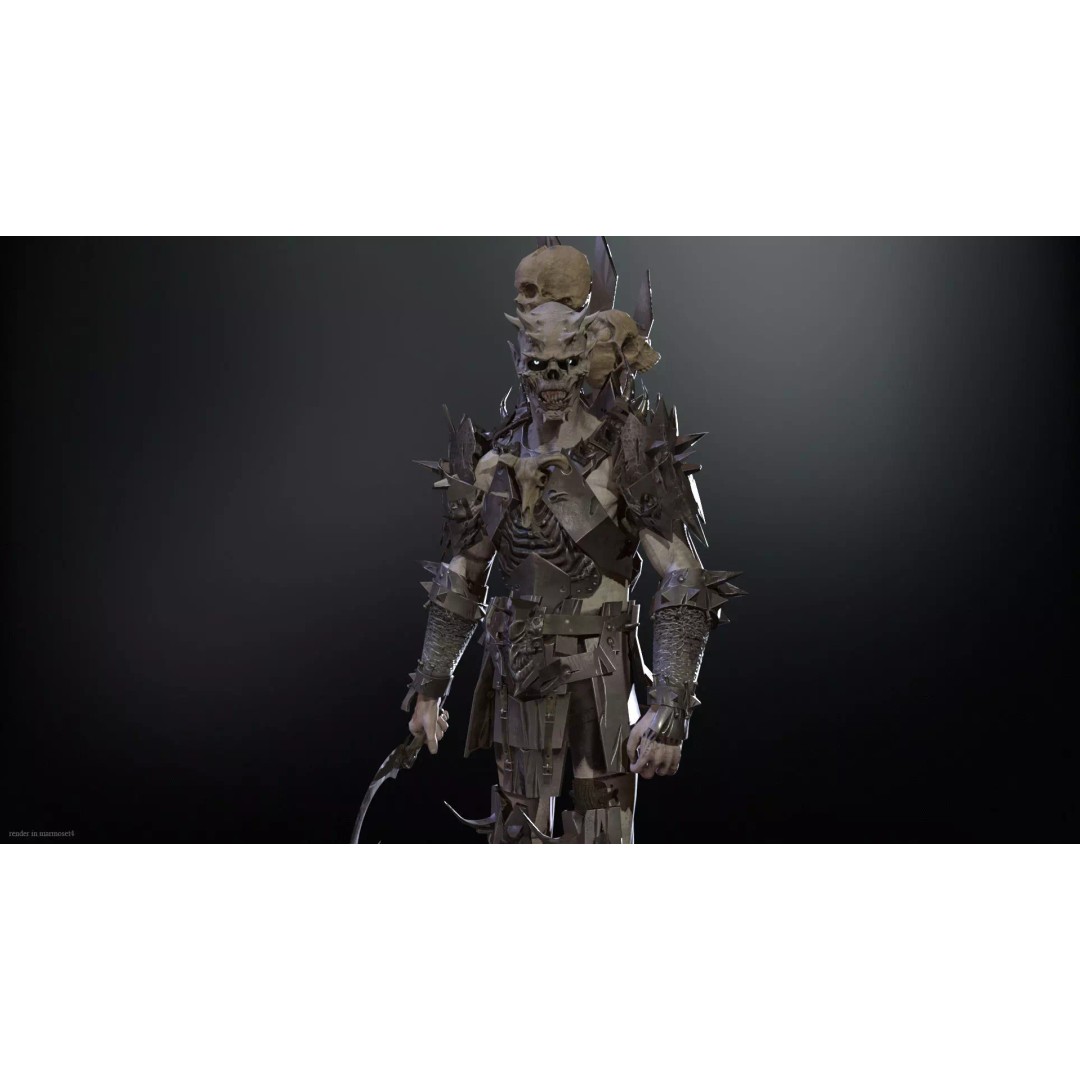 Orc Necromancer 3D Model – Low Poly Game Asset, Rigged and Animated - View 3
