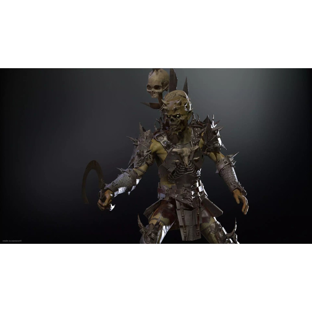 Orc Necromancer 3D Model – Low Poly Game Asset, Rigged and Animated - View 4