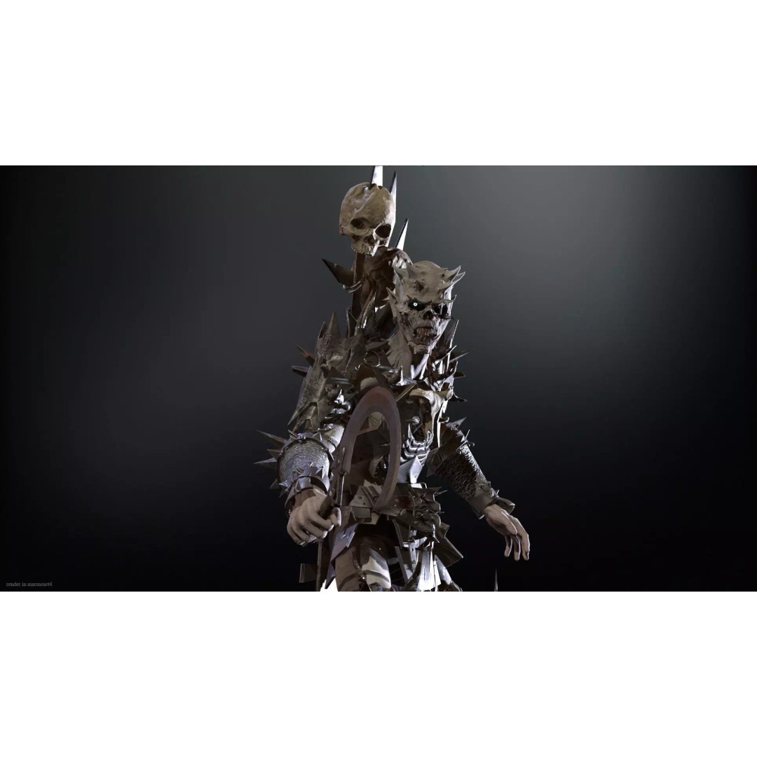 Orc Necromancer 3D Model – Low Poly Game Asset, Rigged and Animated - View 6