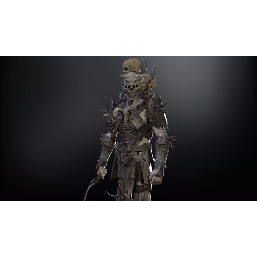 Orc Necromancer 3D Model – Low Poly Game Asset, Rigged and Animated - View 7