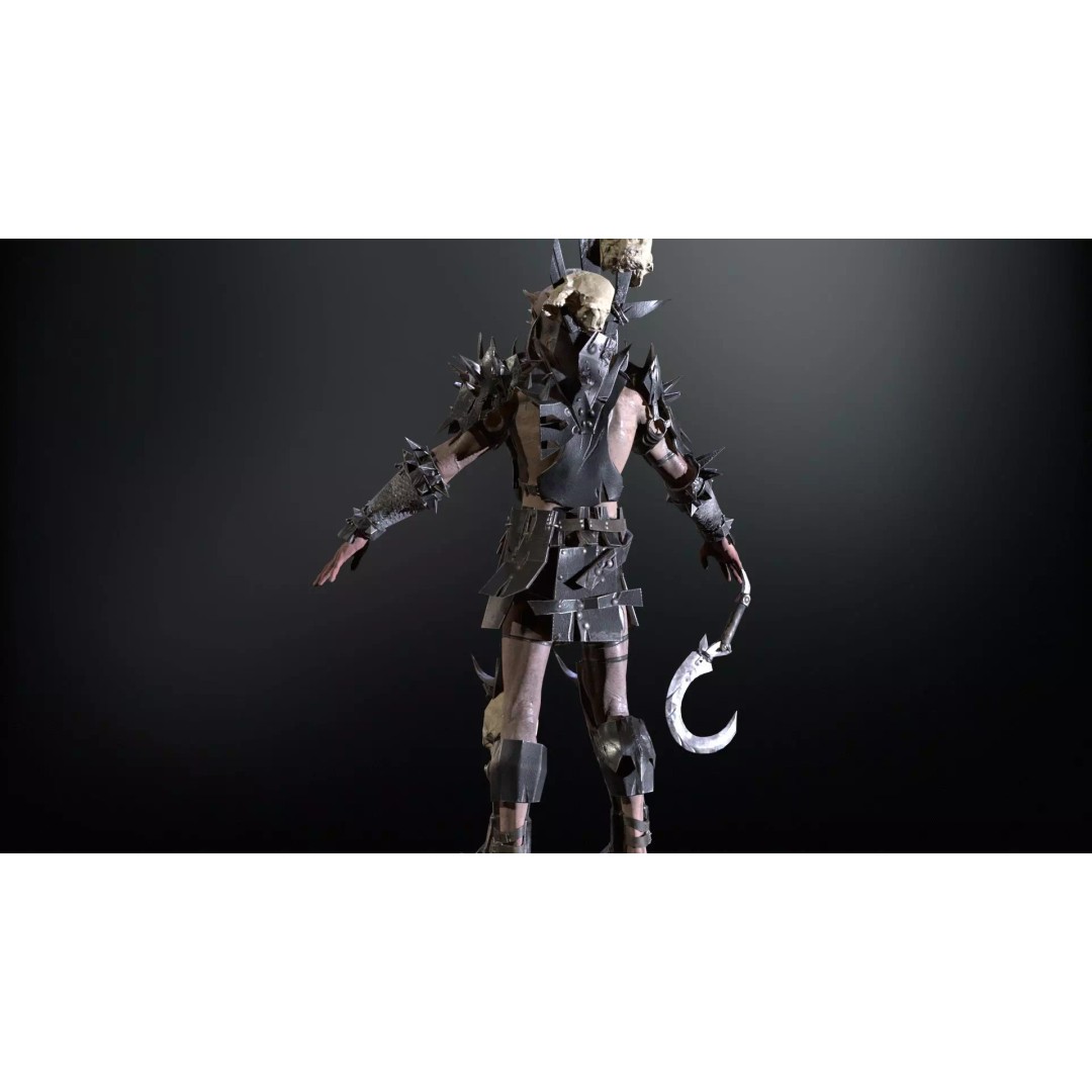 Orc Necromancer 3D Model – Low Poly Game Asset, Rigged and Animated - View 9