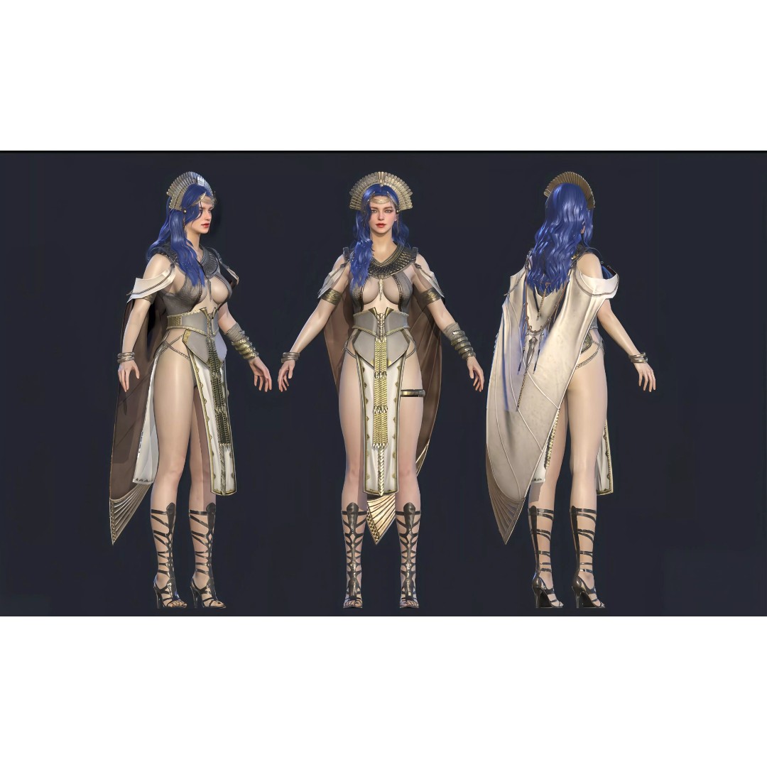 Egyptian Style 3D Model – Realistic Female Character, Game Ready - View 2