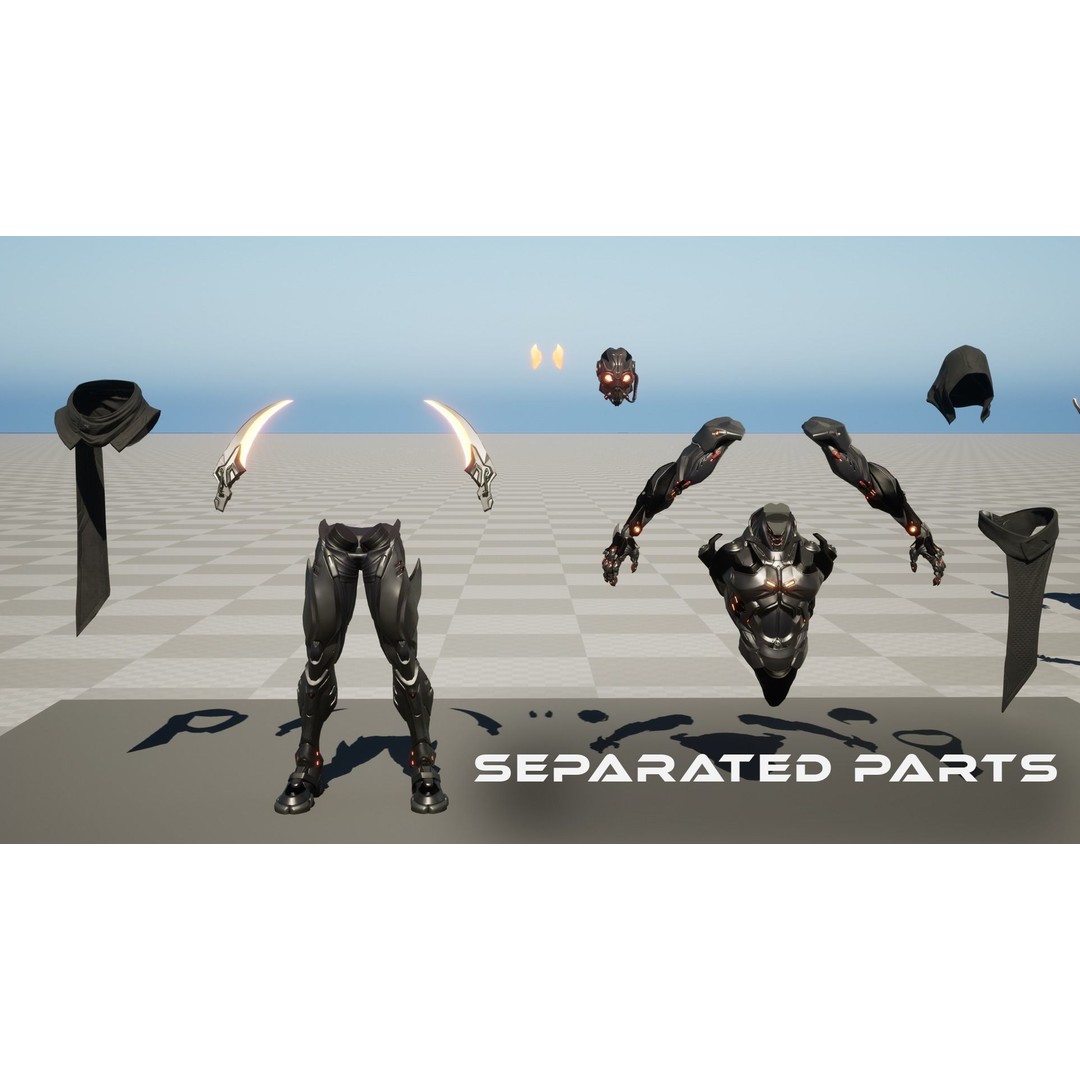 Robot 3D Model – Low Poly Futuristic Character, FBX, Rigged - View 10