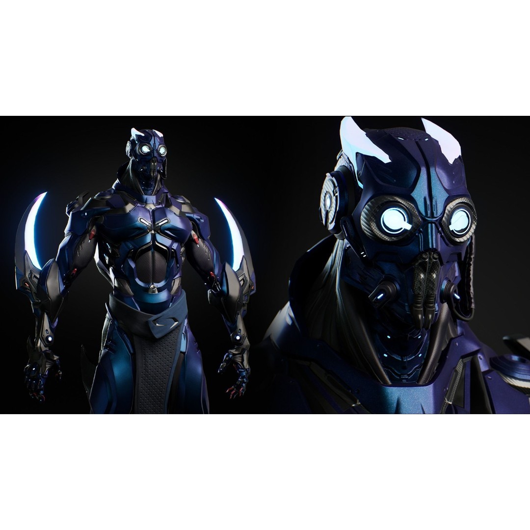 Robot 3D Model – Low Poly Futuristic Character, FBX, Rigged - View 11