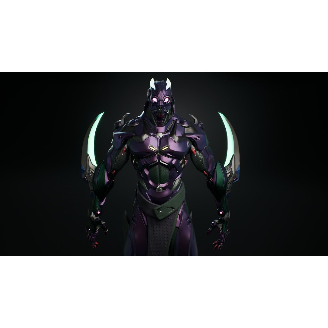 Robot 3D Model – Low Poly Futuristic Character, FBX, Rigged - View 13