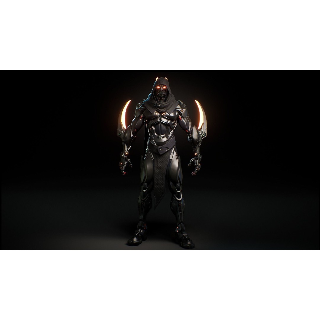 Robot 3D Model – Low Poly Futuristic Character, FBX, Rigged - View 3