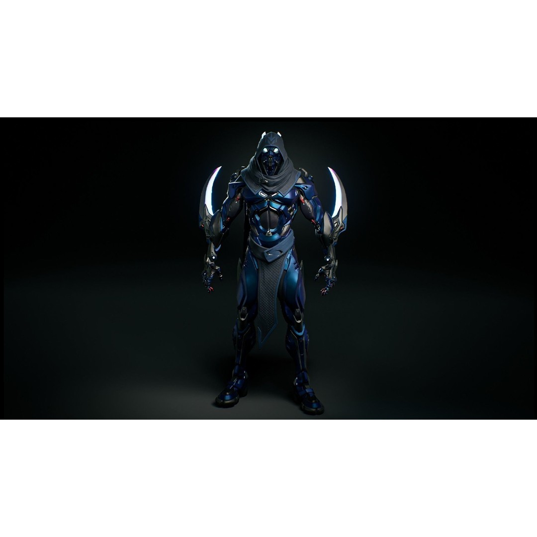 Robot 3D Model – Low Poly Futuristic Character, FBX, Rigged - View 4