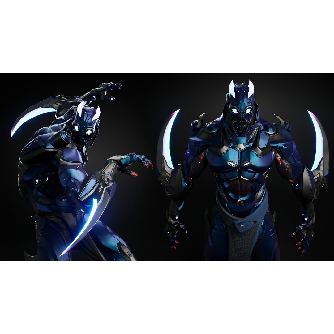 Robot 3D Model – Low Poly Futuristic Character, FBX, Rigged - View 8