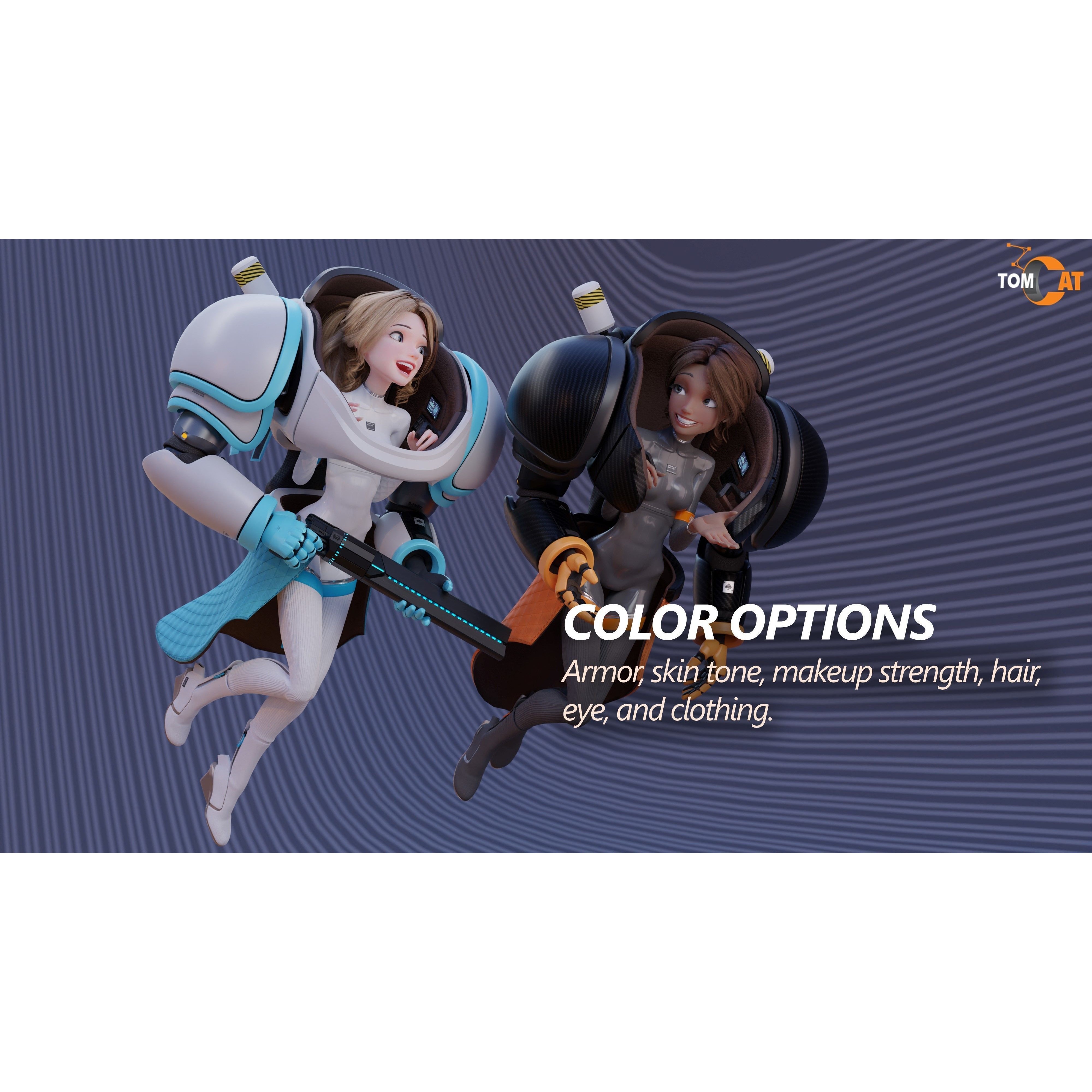 Seraphim Trooper Girl - Low-Poly Game-Ready 3D Model - View 20