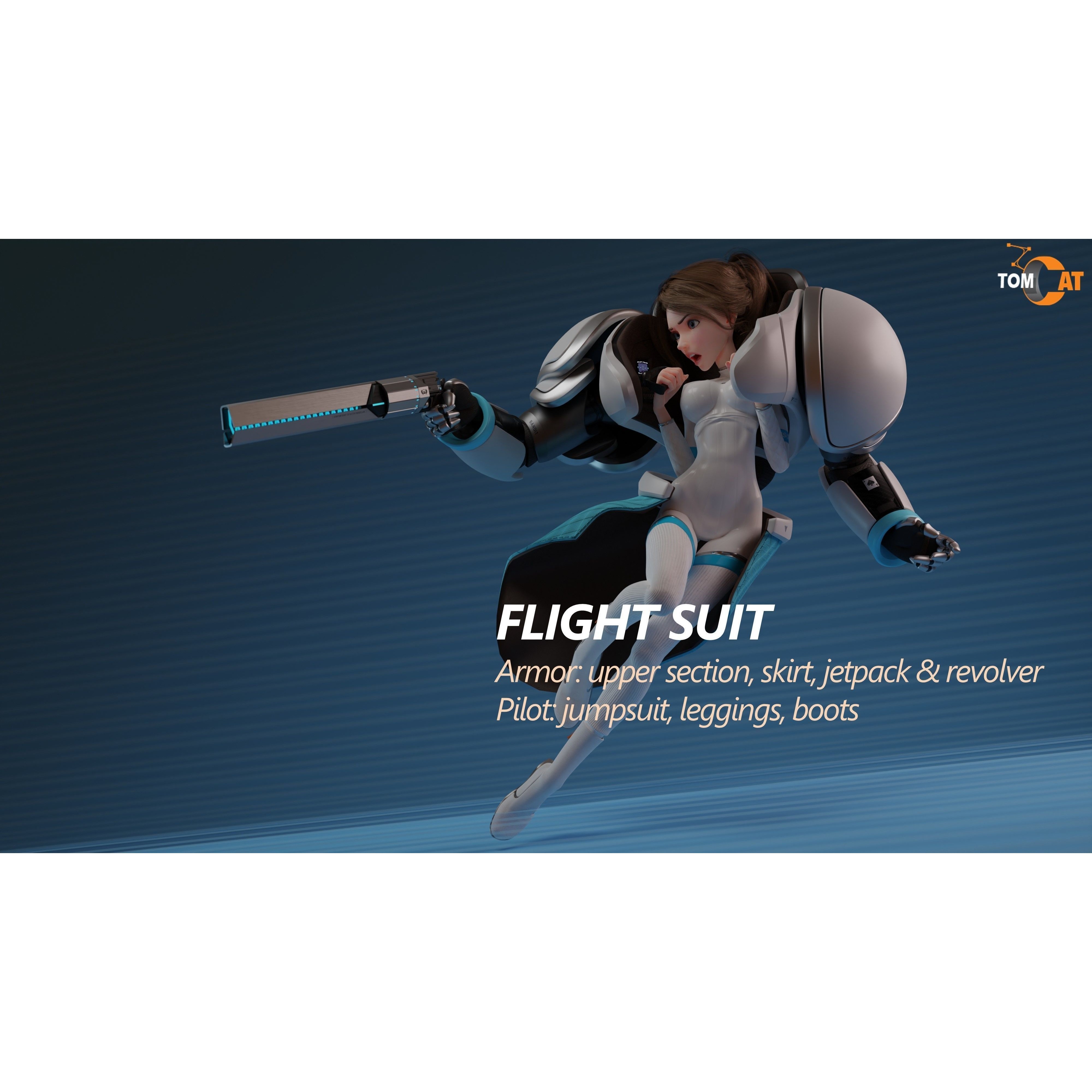 Seraphim Trooper Girl - Low-Poly Game-Ready 3D Model - View 4