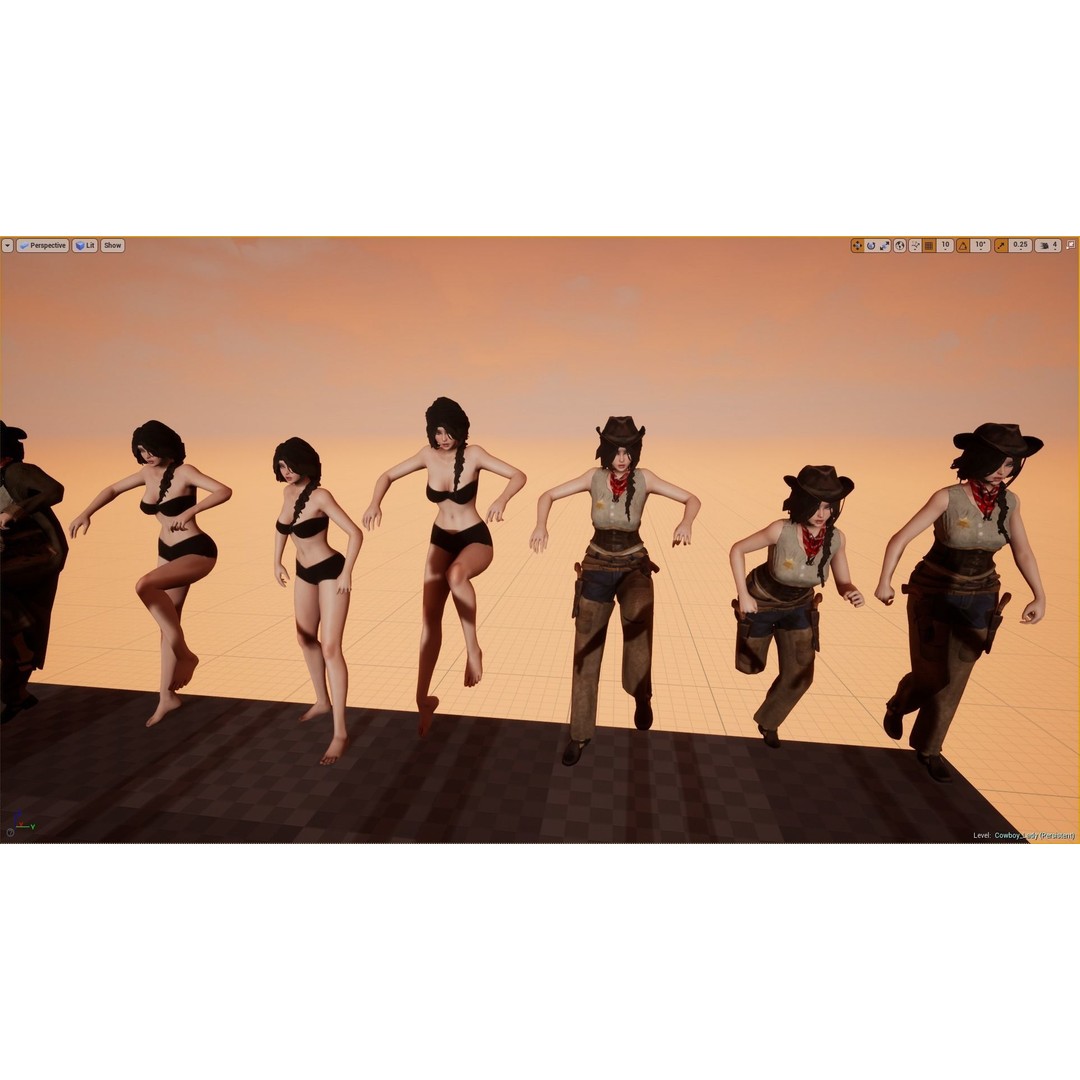 Cowboy Lady 3D Model – Low Poly Game-Ready Character with PBR Textures