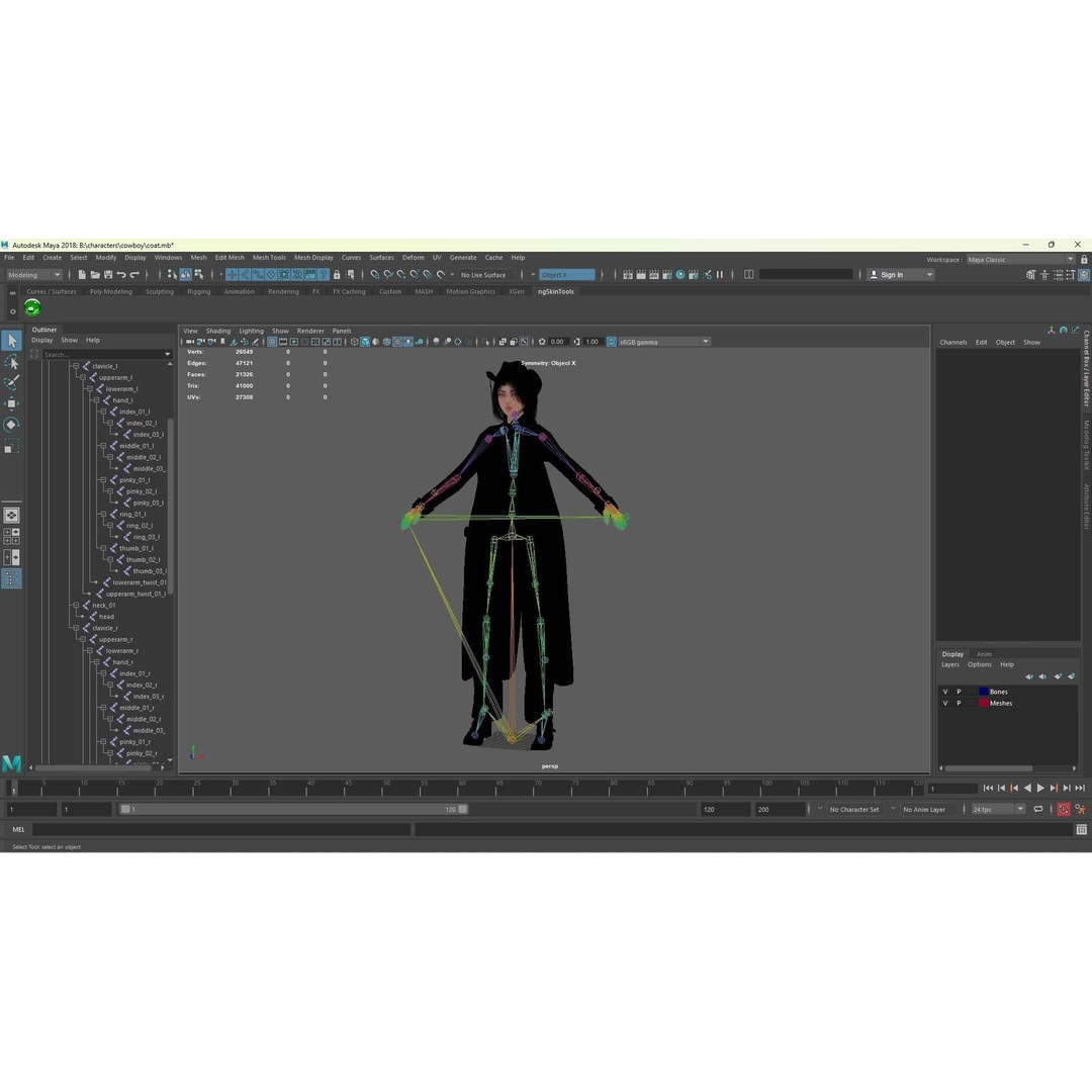 Cowboy Lady 3D Model – Low Poly Game-Ready Character with PBR Textures - View 13