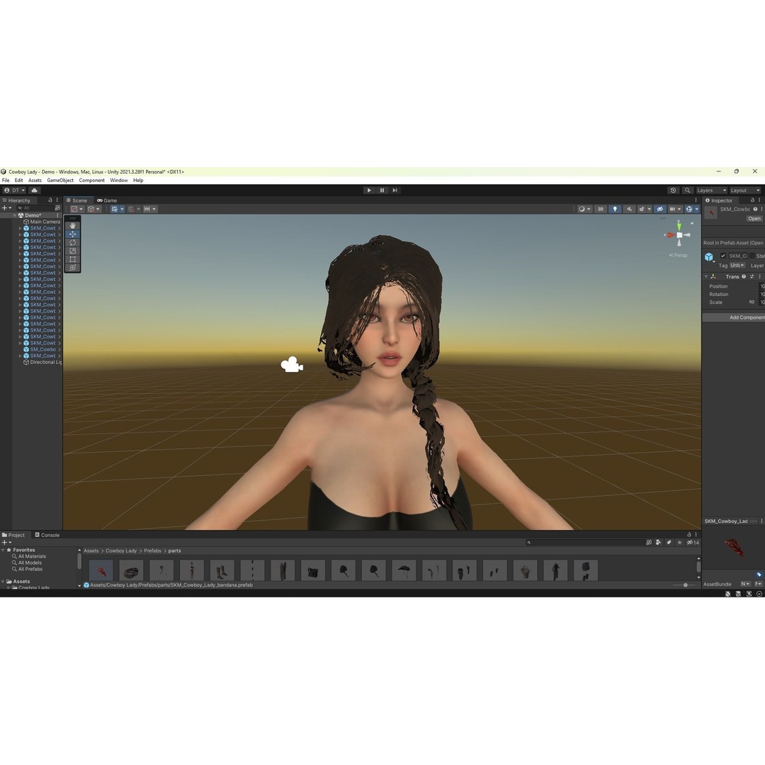 Cowboy Lady 3D Model – Low Poly Game-Ready Character with PBR Textures - View 14