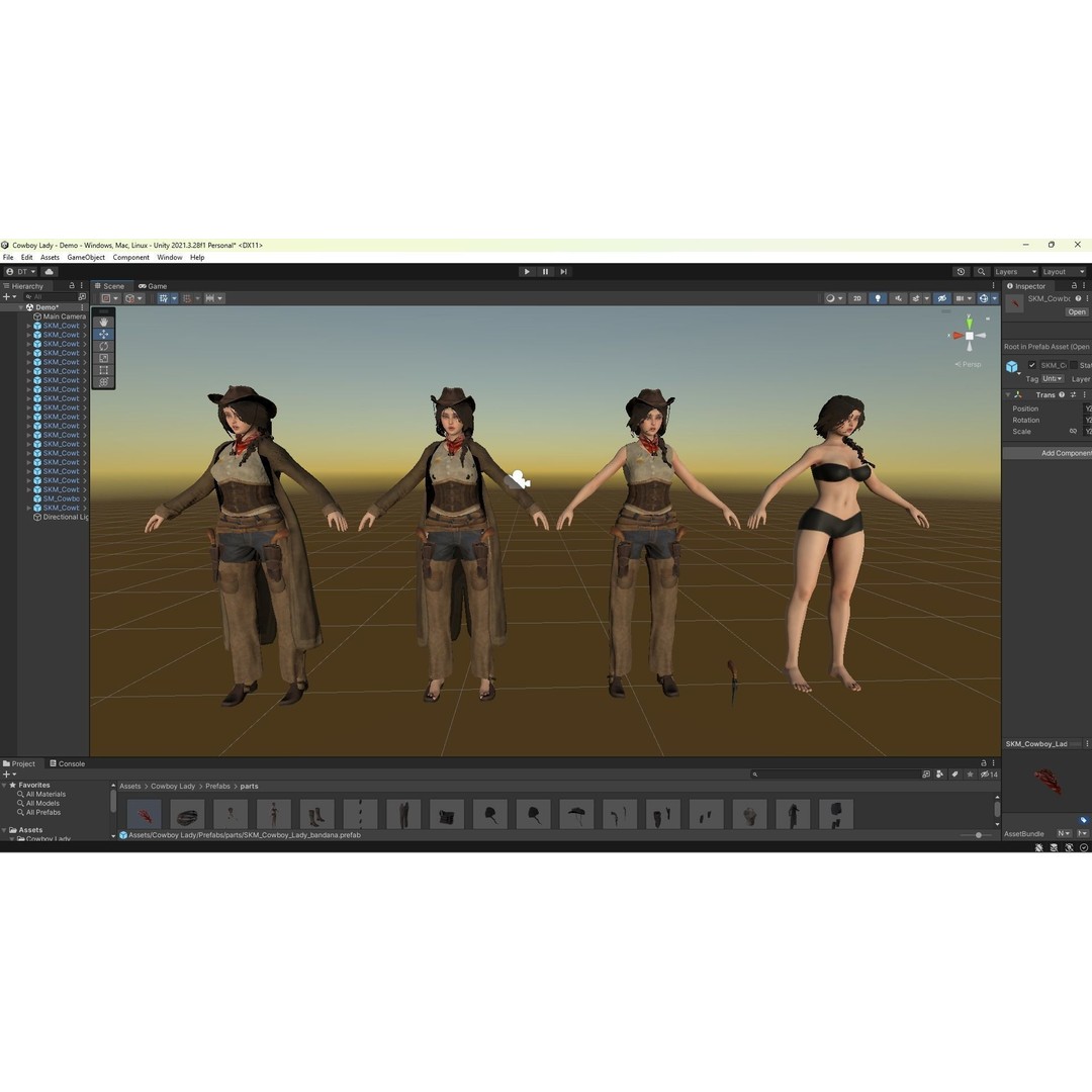 Cowboy Lady 3D Model – Low Poly Game-Ready Character with PBR Textures - View 15