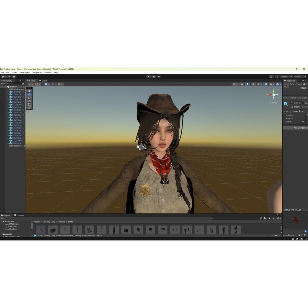 Cowboy Lady 3D Model – Low Poly Game-Ready Character with PBR Textures - View 16