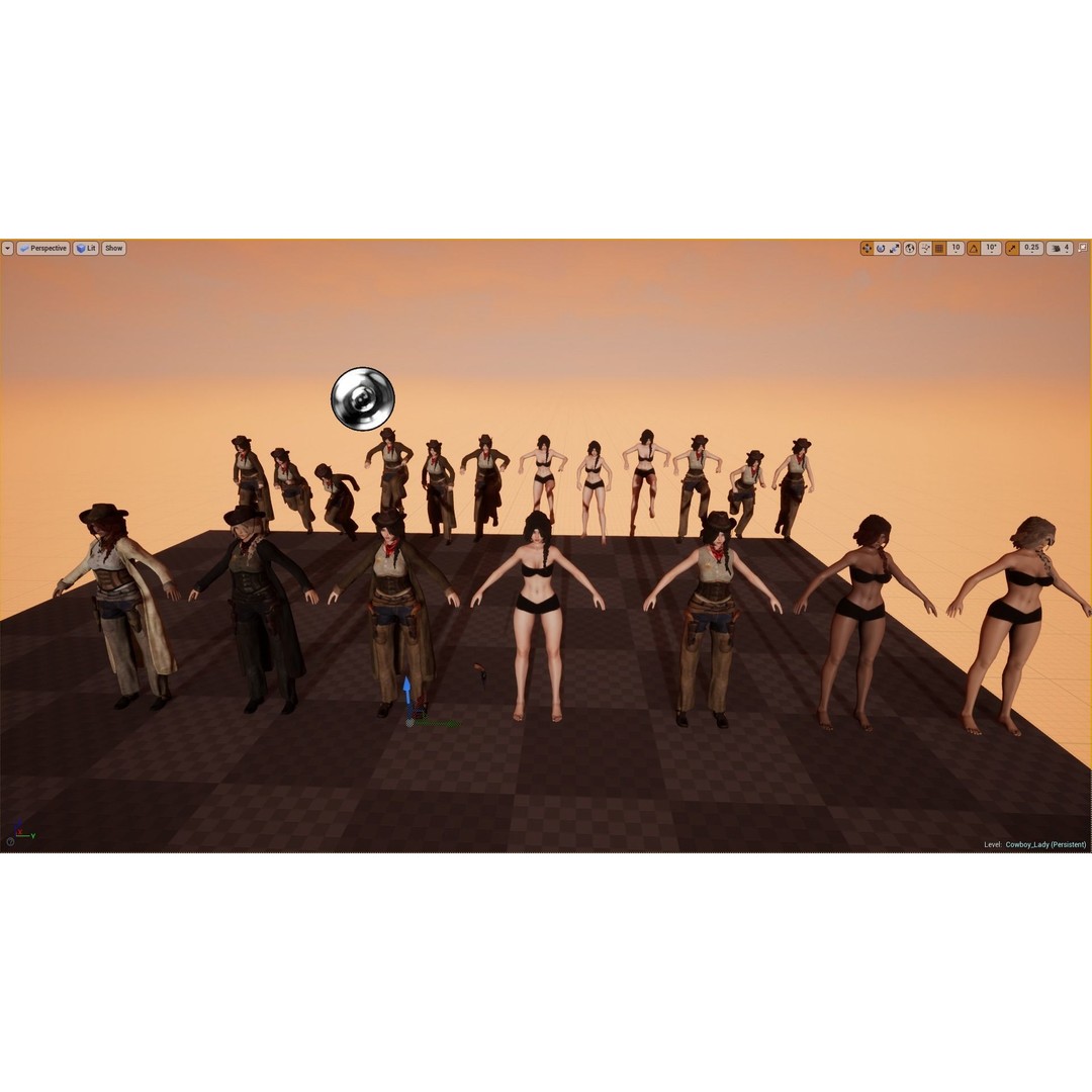 Cowboy Lady 3D Model – Low Poly Game-Ready Character with PBR Textures - View 17