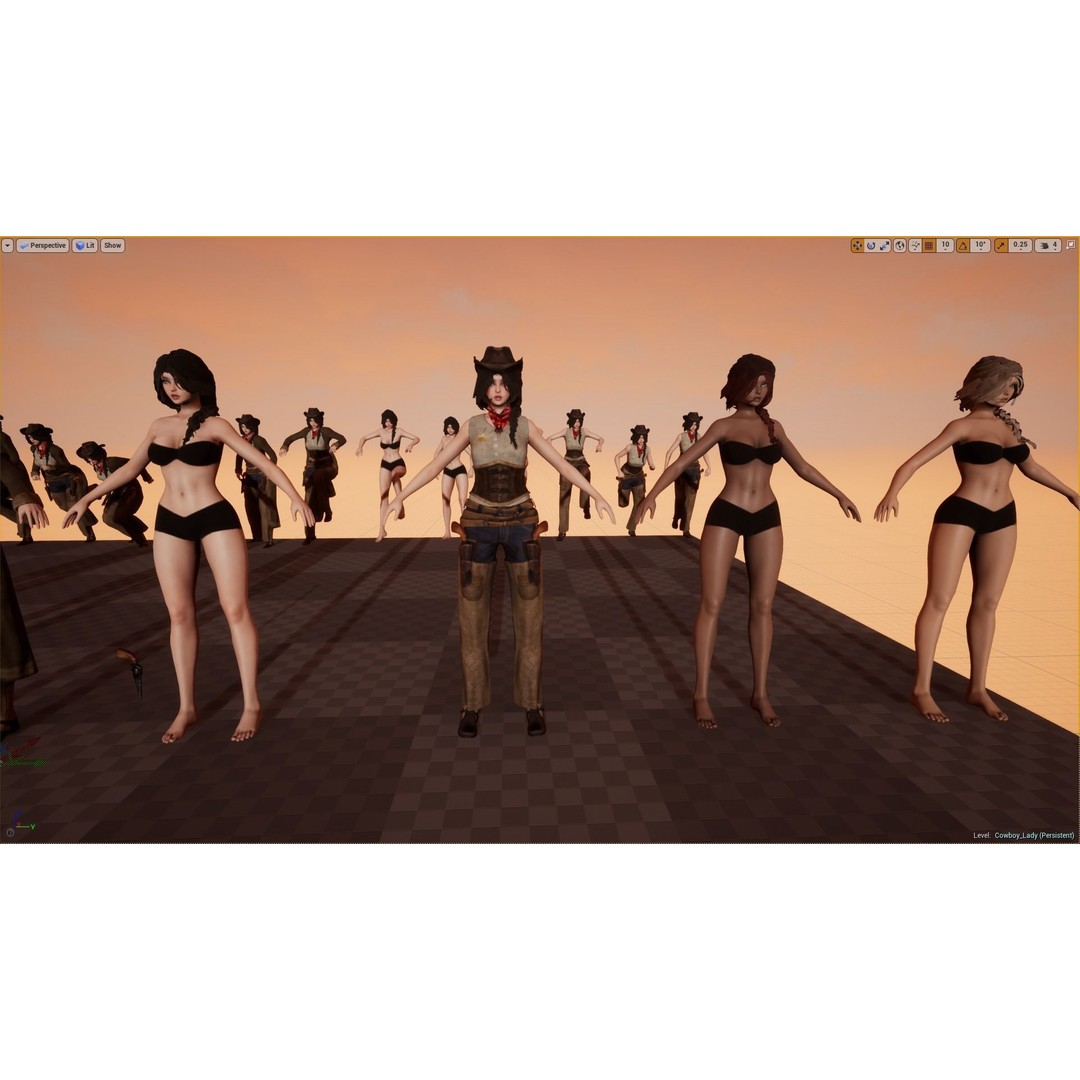 Cowboy Lady 3D Model – Low Poly Game-Ready Character with PBR Textures - View 18