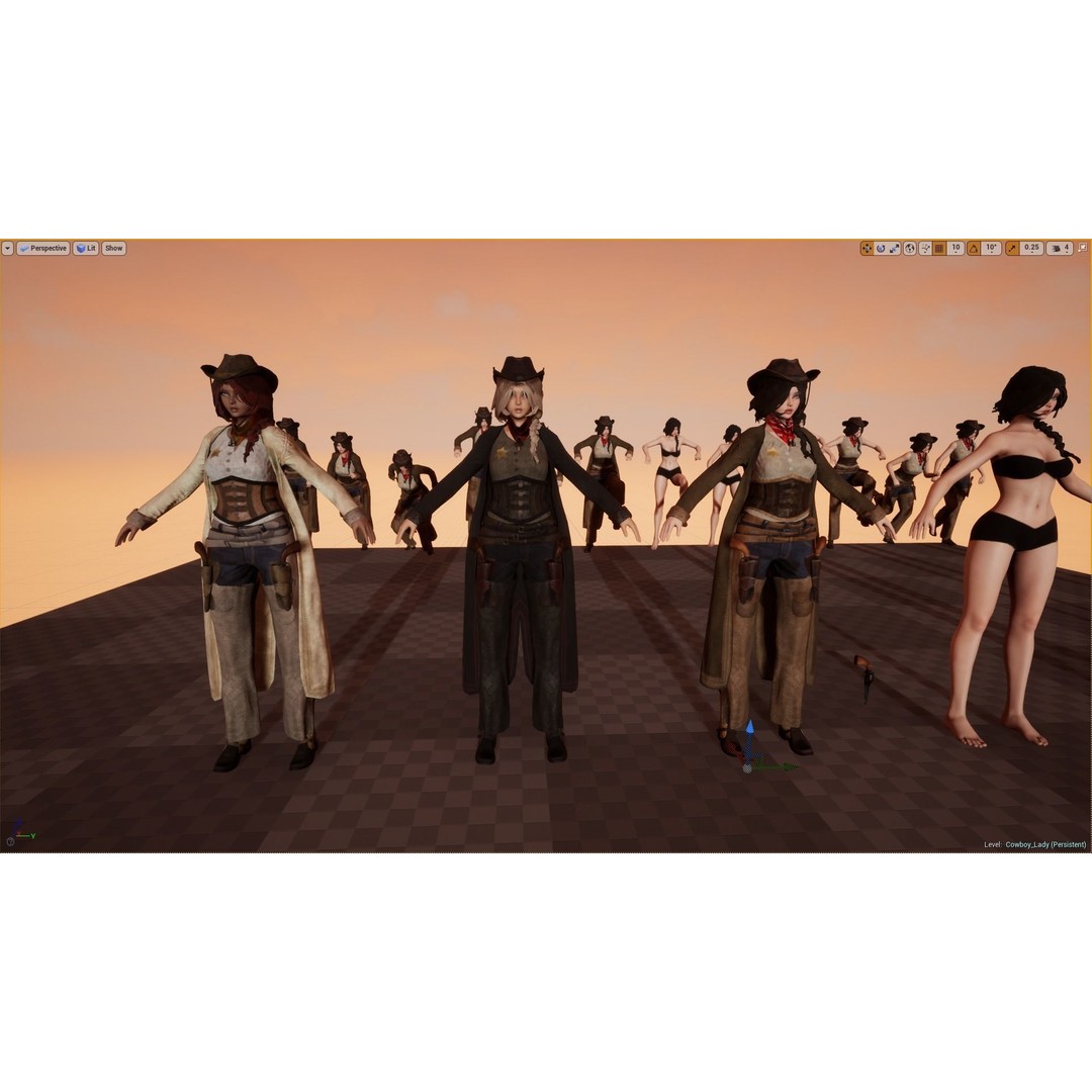 Cowboy Lady 3D Model – Low Poly Game-Ready Character with PBR Textures - View 19